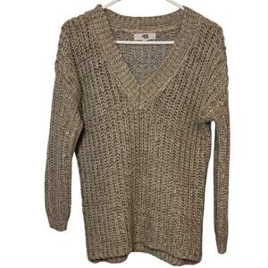 Jack by BB Dakota Chunky Knit Sweater Women’s Medium Tan V-Neck Cozy